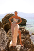 Serenity - Nude Elegance Silver-Adorned Mermaid Gown