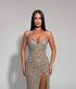 Champagne Crystal Embellished Gown