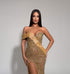 Golden Draped Crystal Gown