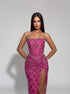 Fuchsia Diamond Beaded Gown