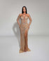 Crystal Nude Long Sleeve Gown