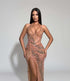 Nude Mirror Embellished Gown