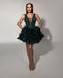 Emerald Feather Cocktail Dress
