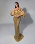 Gold Beaded Statement Sleeve Gown