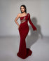 Crimson Feather Embellished Gown