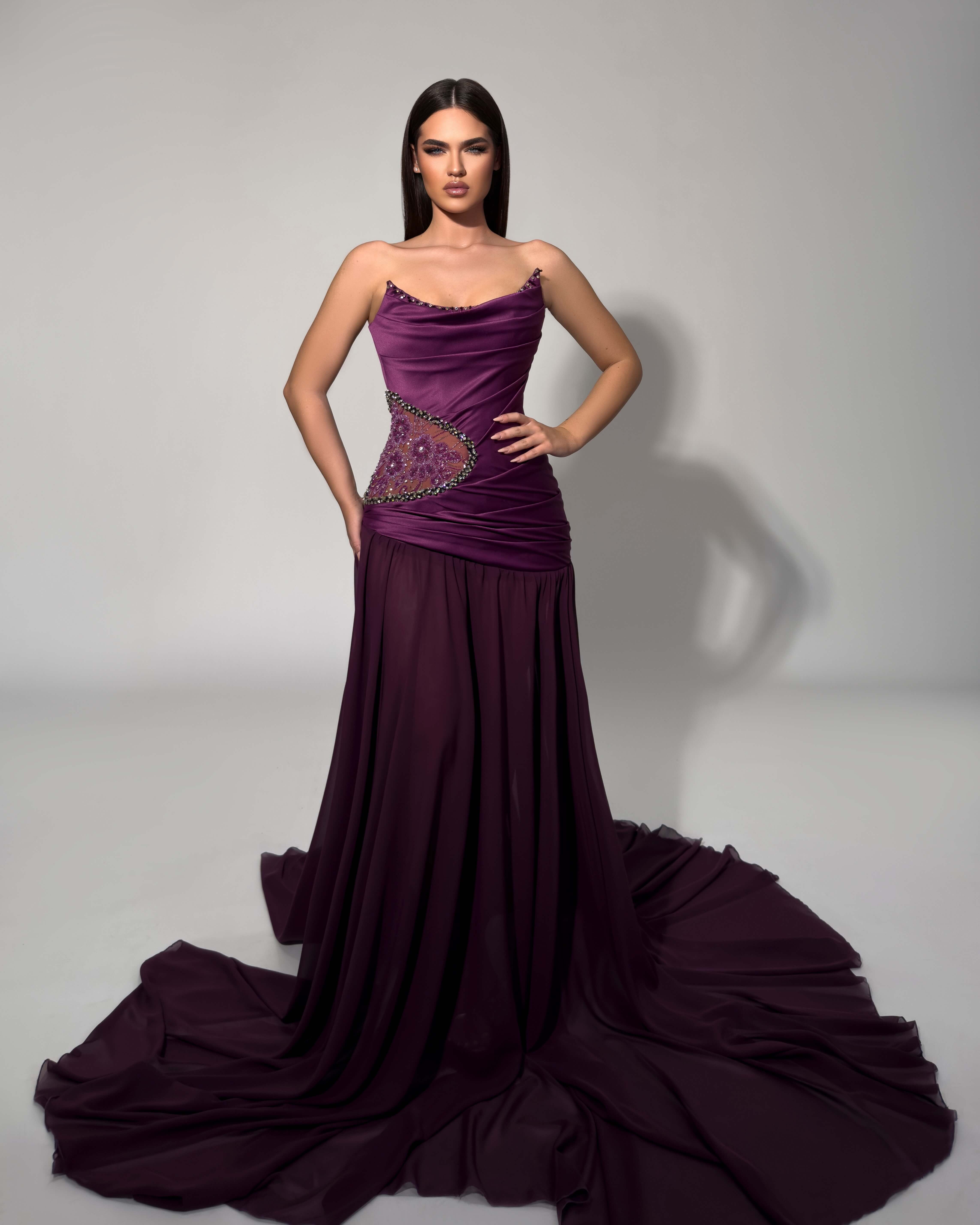 Amethyst Draped Elegance Gown Amethyst Draped Elegance Gown