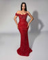 Red Beaded Mermaid Gown