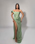 Sage Draped One-Shoulder Gown