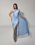Ice Blue Draped Embellished Gown