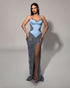 Blue Crystal Beaded Gown