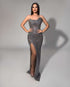Charcoal Beaded Evening Gown