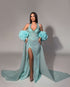 Aqua Fluffy Sleeve Gown
