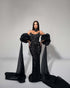 Black Crystal Gown with Dramatic Sleeves