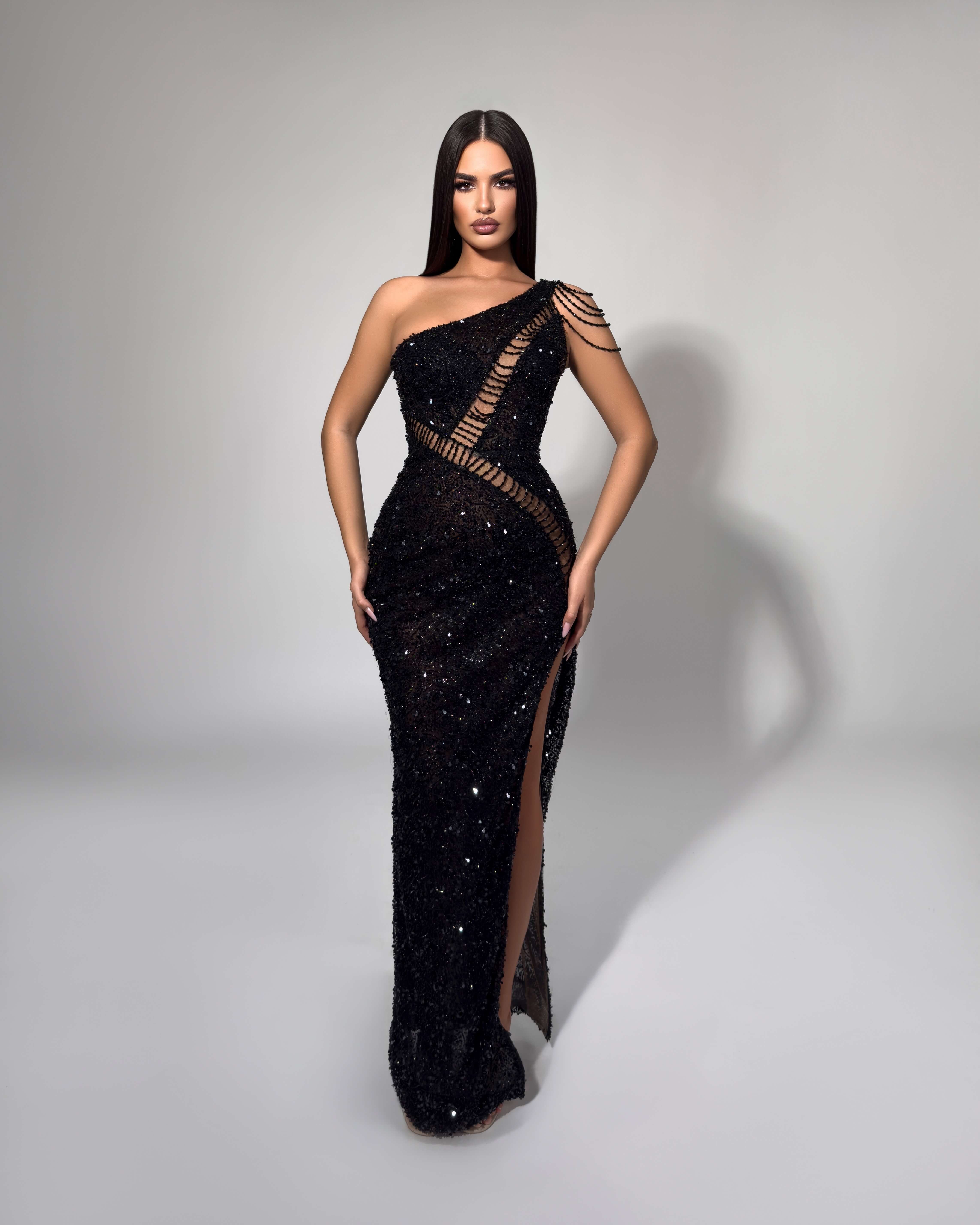 Celestial One-Shoulder Beaded Gown Celestial One-Shoulder Beaded Gown
