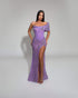 Lilac Off-Shoulder Embellished Gown