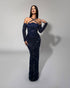 Midnight Starlight Halter Gown