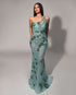 Aqua Beaded Evening Gown