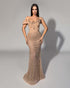 Nude Feather Beaded Gown