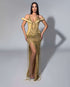 Gold Fringe Beaded Gown