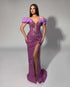 Purple Rosette Sleeve Gown