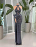 Midnight Glamour Sequined Halter Gown