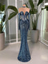 Azure Illusion Sequin Gown