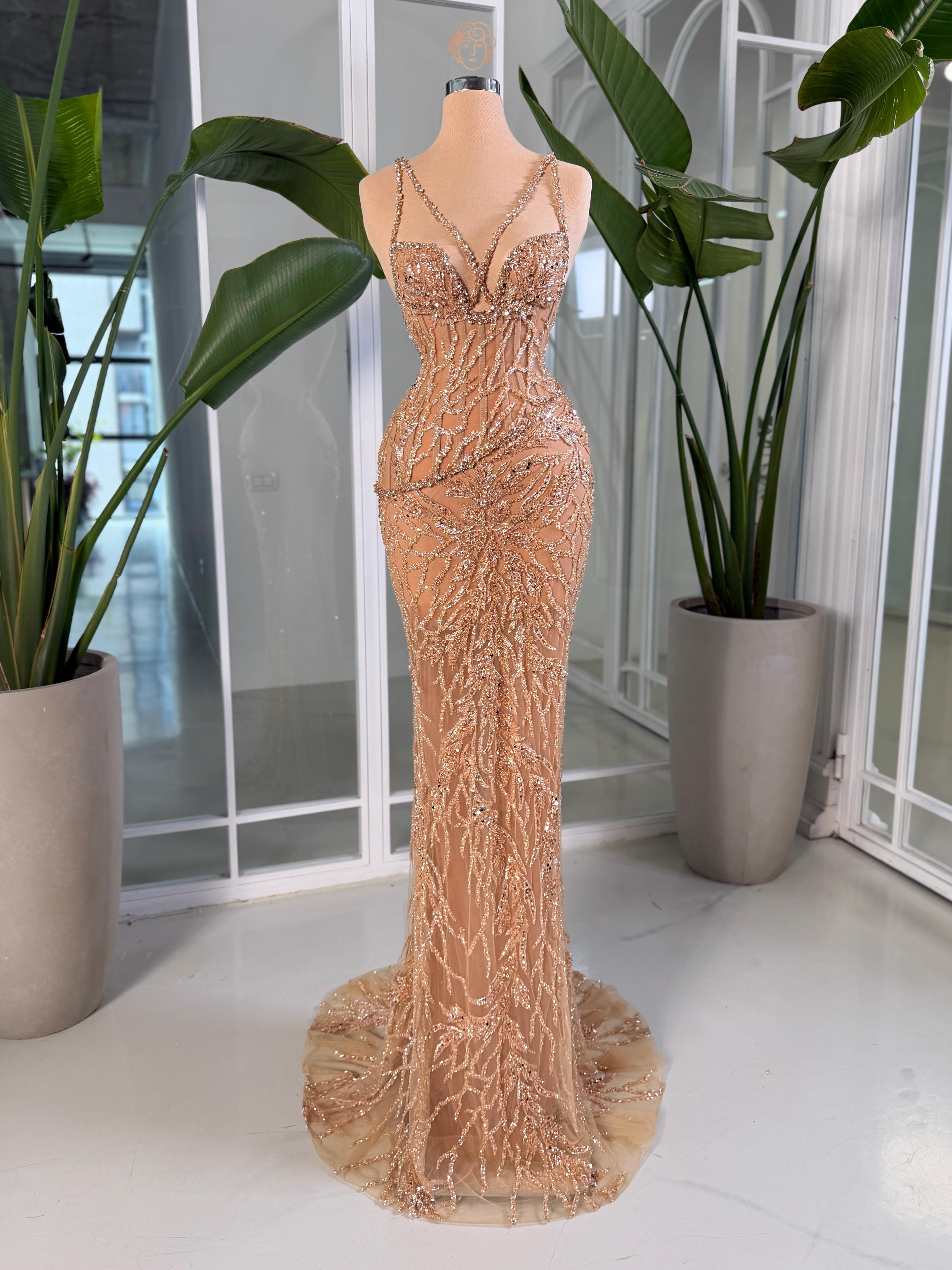 Rose Gold Reverie Beaded Gown Rose Gold Reverie Beaded Gown