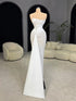 Beaded Drape Satin Gown