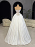 Ivory Pleated Wedding Gown with Crystal Corset Back
