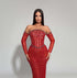 Red Off-Shoulder Corset Gown