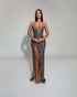 Bronze Sequin Strapless Gown