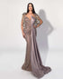 Mauve Beaded Fringe Gown