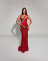 Red Crystal Embellished Gown