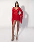 Scarlet Flame Beaded Mini Dress