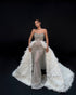 Beaded Feather Overskirt Gown