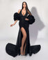 Black Fluffy Sleeve Gown