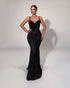 Black Beaded Illusion Mermaid Gown