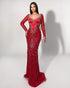 Long Red Sleeve Gown