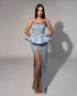 Crystal Peplum Gown - Ice Blue