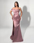 Draped Satin Beaded Gown