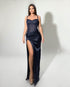 Midnight Satin Corset Gown