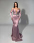 Dusty Rose Jeweled Satin Gown