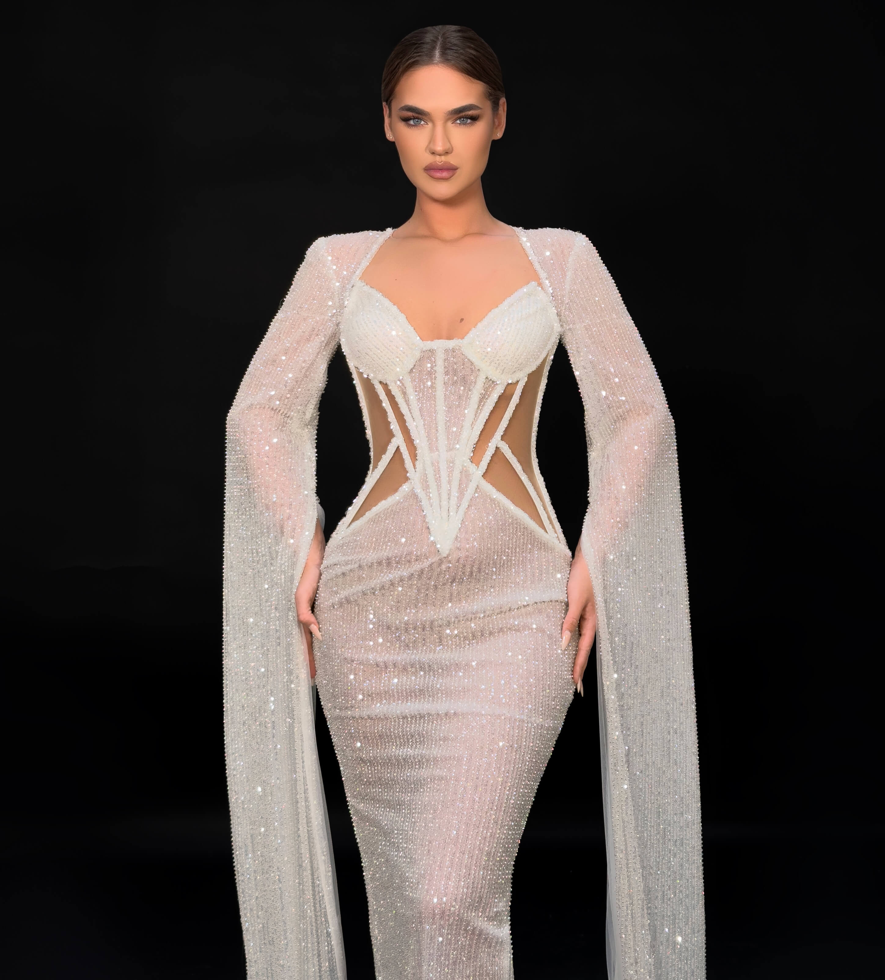 Beaded Cape Mermaid Gown Beaded Cape Mermaid Gown