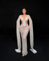 Beaded Cape Mermaid Gown