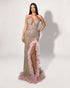 Baby Pink Beaded Feather Gown