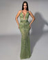 Sage Crystal Plunge Gown