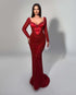 Red Long Sleeve Gown