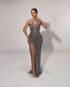 Grey Sparkle Cutout Gown