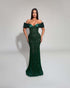 Emerald Off-Shoulder Beaded Gown