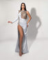 Silver Asymmetric Crystal Embellished Gown